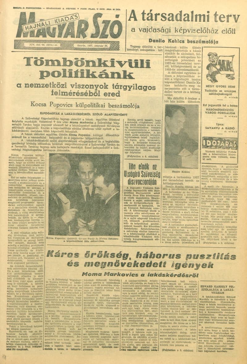 Magyar Szó, 14. évf. 1957. február 27. 56. sz. 1–14. oldal