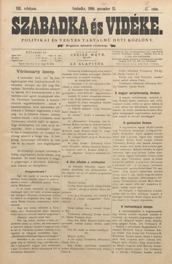 Szabadka és vidéke II, 8. évf. 1900. december 1. 48. sz.