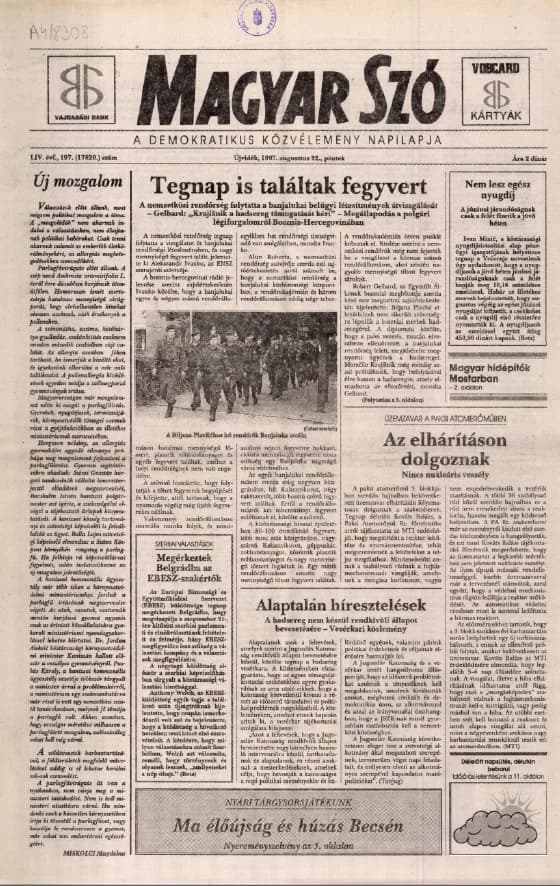 Magyar Szó, 54. évf. 1997. augusztus 22. 197. sz. 1–16. oldal