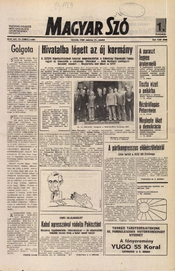 Magyar Szó, 46. évf. 1989. március 17. 73. sz. 1–24. oldal
