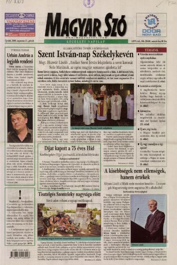 Magyar Szó, 66. évf. 2009. augusztus 21. 194. sz. 1–16. oldal