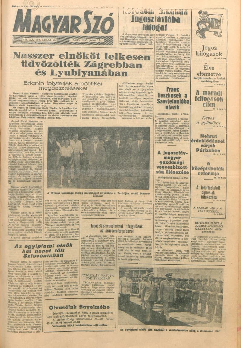 Magyar Szó, 13. évf. 1956. július 17. 192. sz. 1–8. oldal