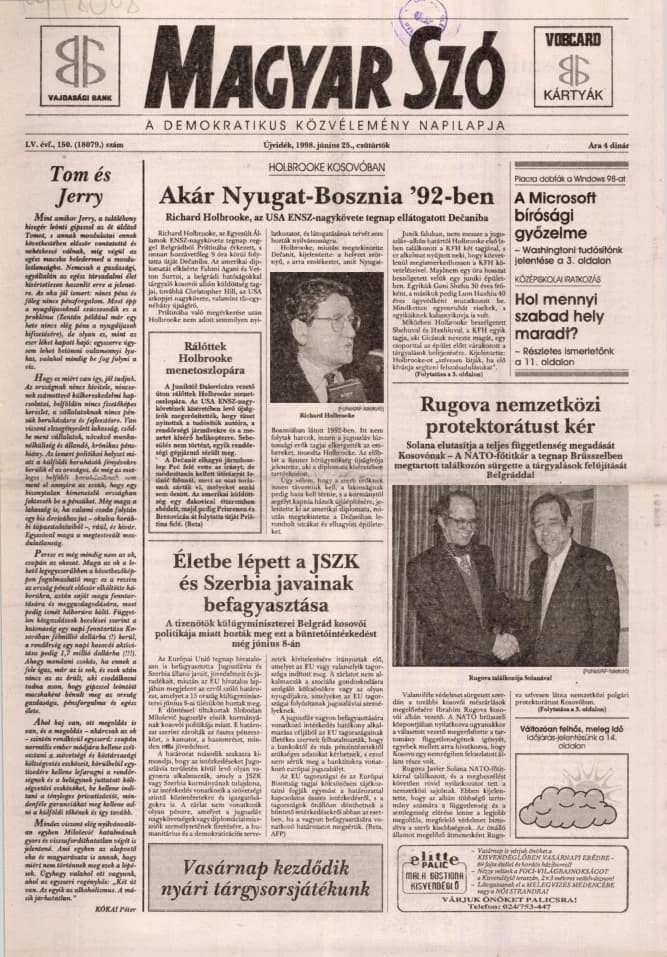 Magyar Szó, 55. évf. 1998. június 25. 150. sz. 1–16. oldal