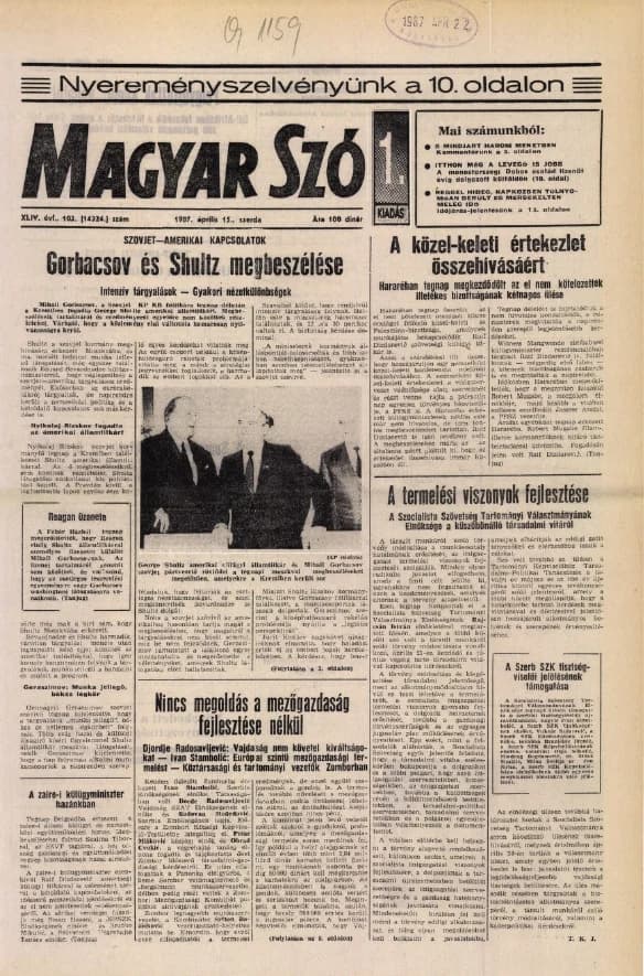 Magyar Szó, 44. évf. 1987. április 15. 103. sz. 1–16. oldal