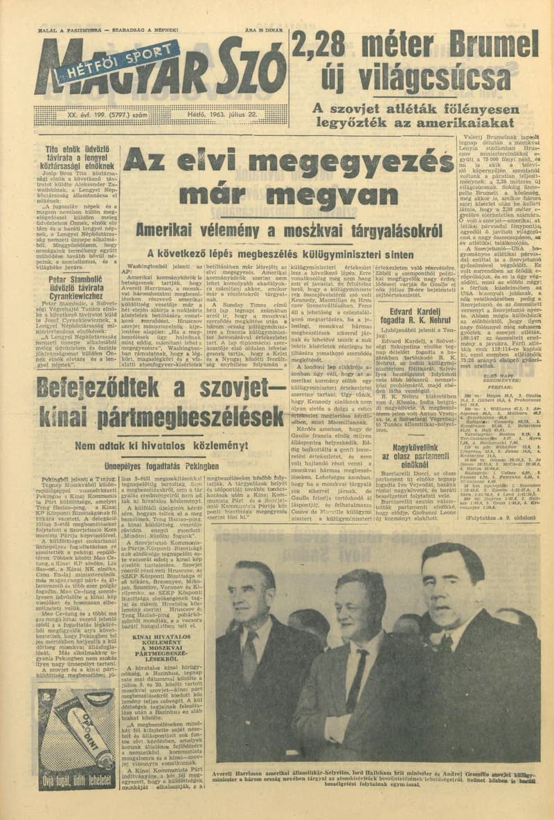 Magyar Szó, 20. évf. 1963. július 22. 199. sz. 1–14. oldal