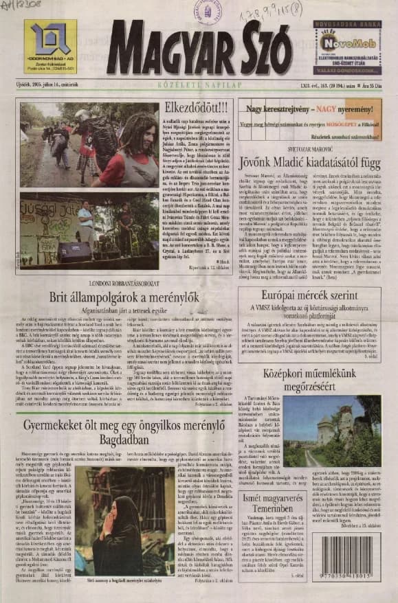 Magyar Szó, 62. évf. 2005. július 14. 163. sz. 1–20. oldal