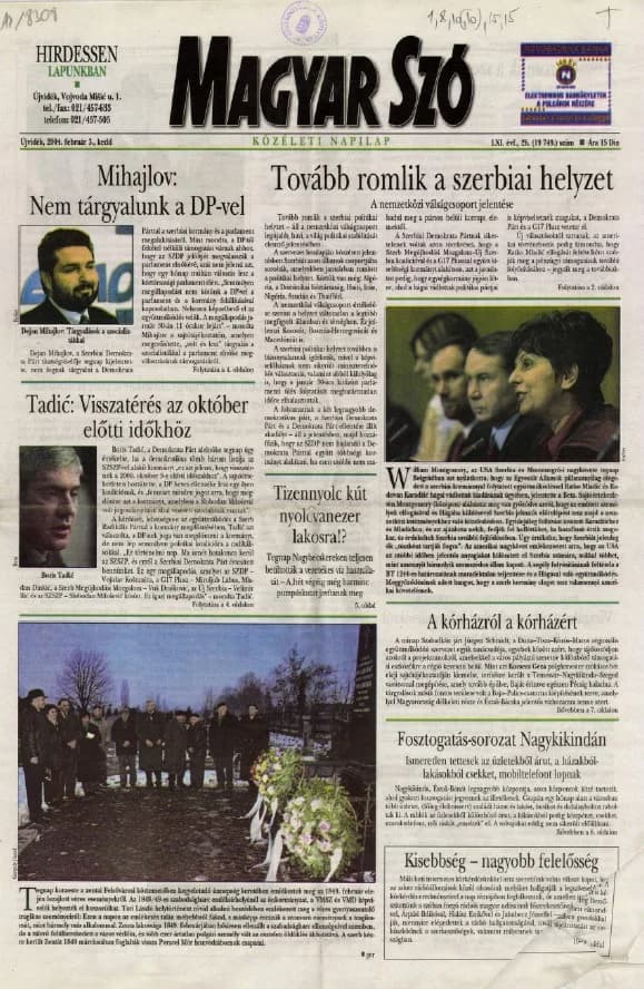 Magyar Szó, 61. évf. 2004. február 3. 26. sz. 1–20. oldal