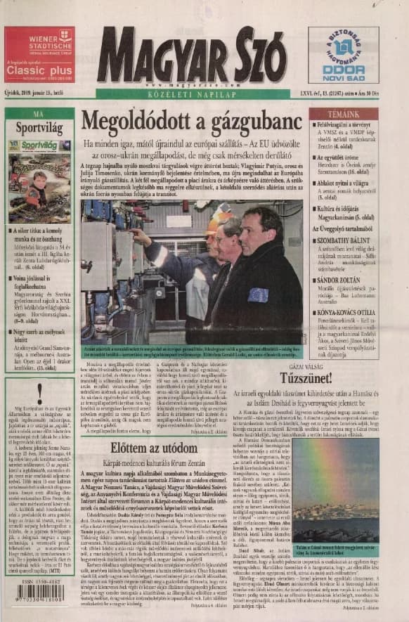 Magyar Szó, 66. évf. 2009. január 19. 13. sz. 1–16. oldal