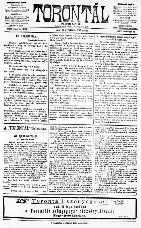Torontál, 27. évf. 1898. december 12. 282. sz.