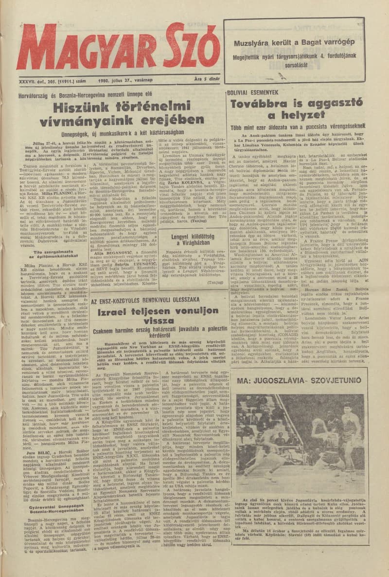 Magyar Szó, 37. évf. 1980. július 27. 205. sz. 1–28. oldal