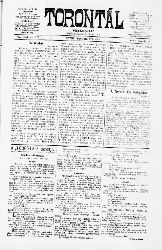 Torontál, 34. évf. 1905. december 4. 277. sz.