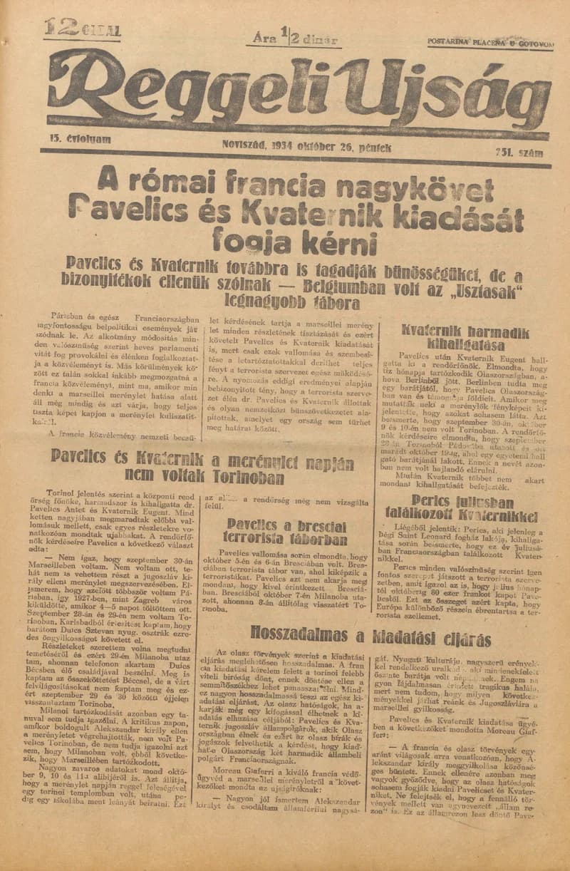 Reggeli Újság, 15. évf. 1934. október 26. 251. sz.