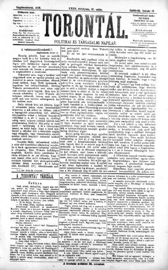 Torontál, 23. évf. 1894. február 15. 37. sz.