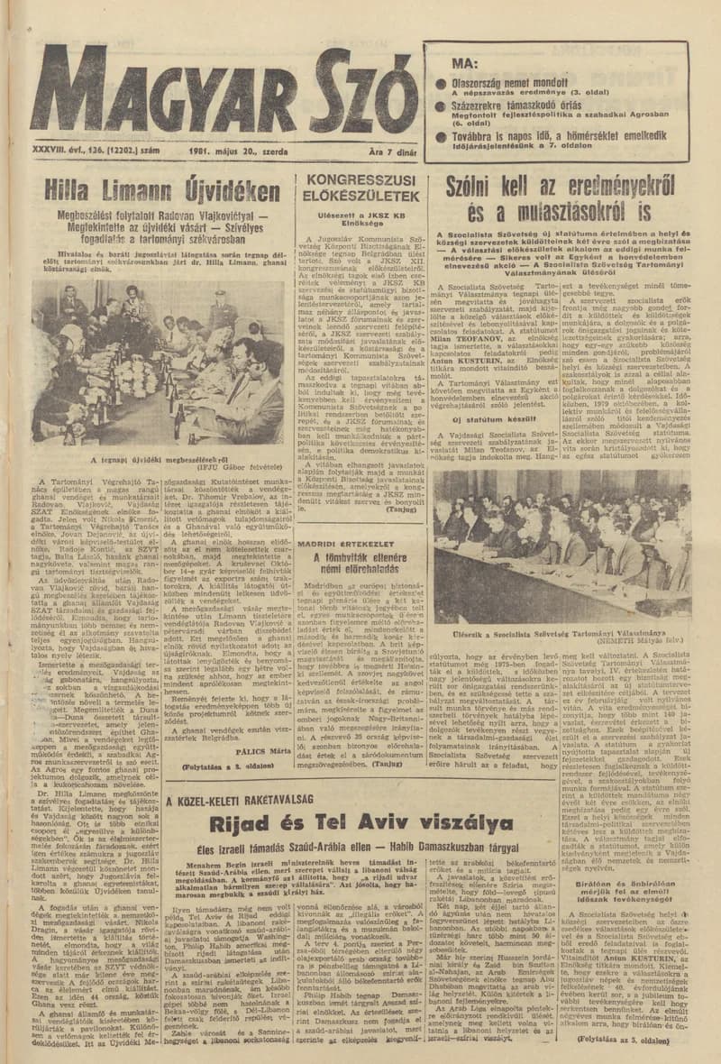 Magyar Szó, 38. évf. 1981. május 20. 136. sz.