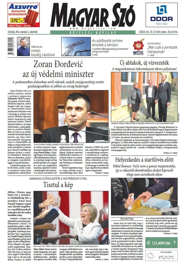Magyar Szó, 73. évf. 2016. március 3. 50. sz. 1–20. oldal