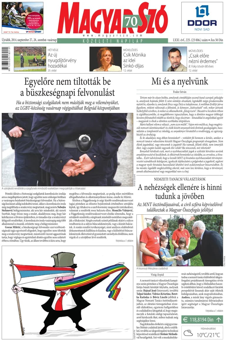 Magyar Szó, 71. évf. 2014. szeptember 27. – 28. 225. sz. 1–32. oldal