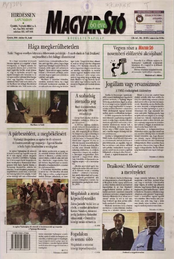 Magyar Szó, 61. évf. 2004. október 26. 252. sz. 1–20. oldal