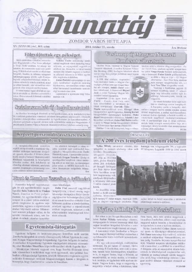 Dunatáj, 16. évf. 2014. október 22. 803. sz.