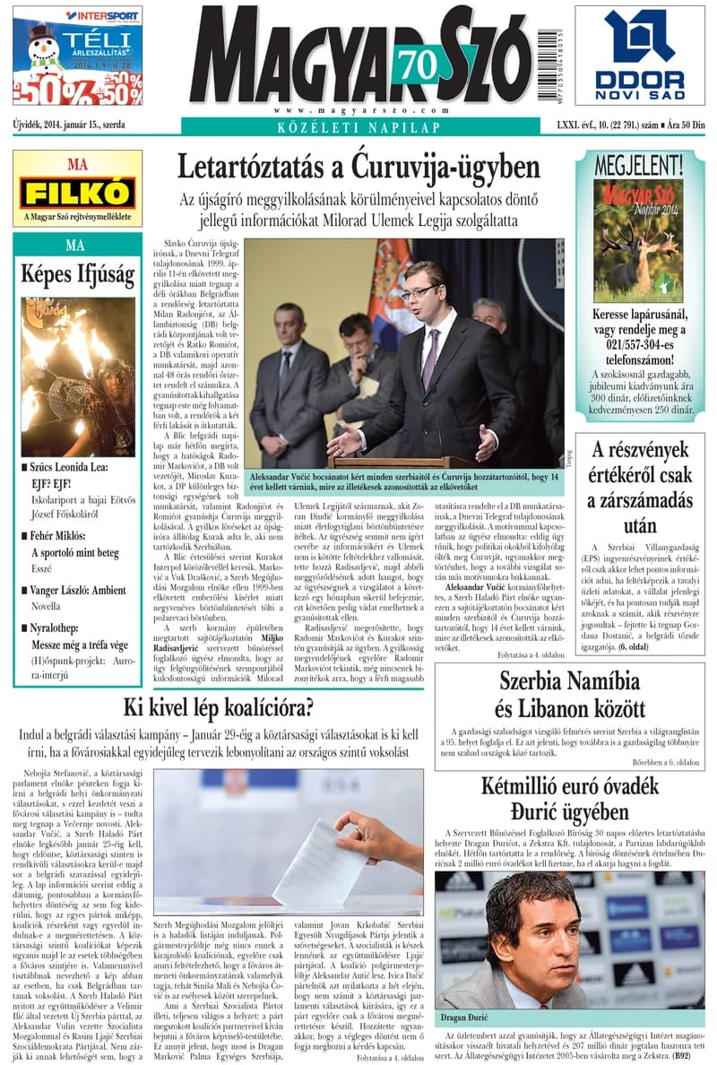 Magyar Szó, 71. évf. 2014. január 15. 10. sz. 1–20. oldal
