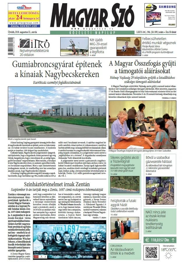 Magyar Szó, 75. évf. 2018. augusztus 22. 194. sz. 1–16. oldal