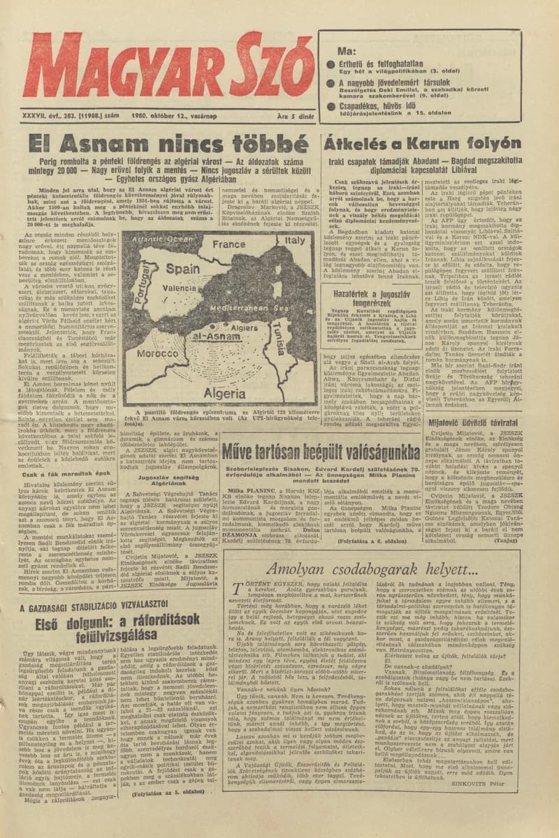 Magyar Szó, 37. évf. 1980. október 12. 282. sz. 1–32. oldal