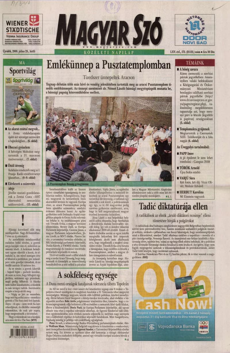 Magyar Szó, 65. évf. 2008. július 28. 172. sz. 1–16. oldal