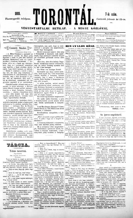 Torontál, 14. évf. 1885. február 12. 7. sz.