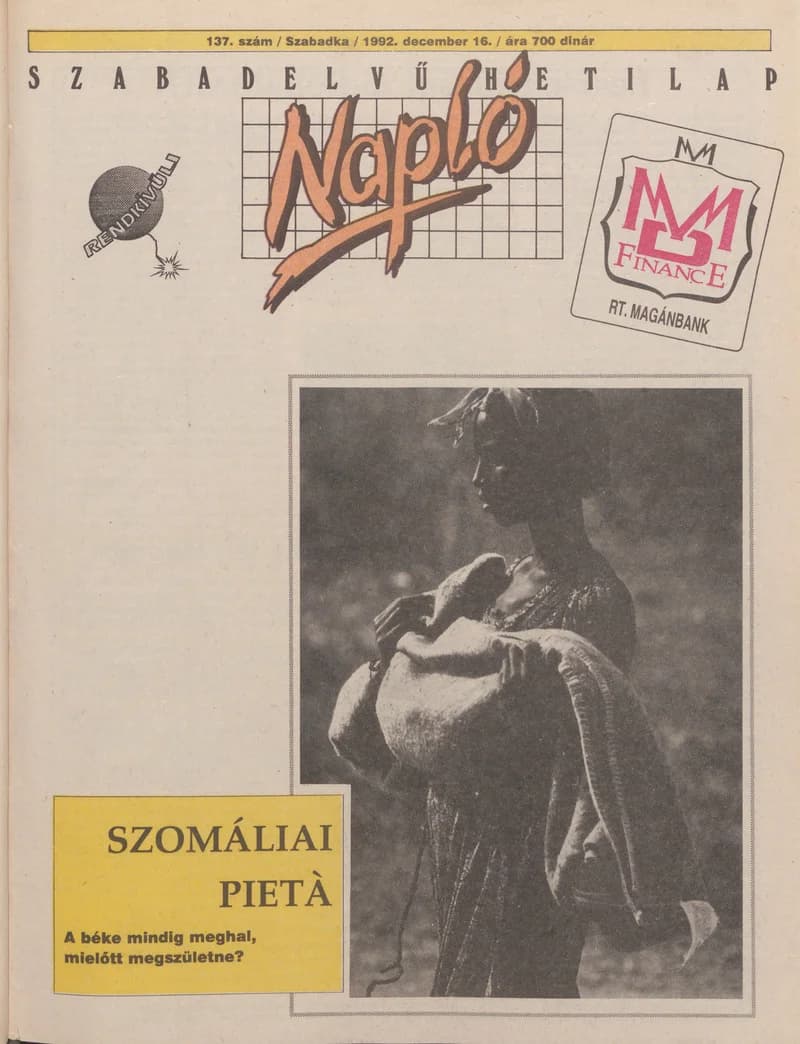 Napló - Szabadelvű hetilap, 3. évf. 1992. december 16. 137. sz.