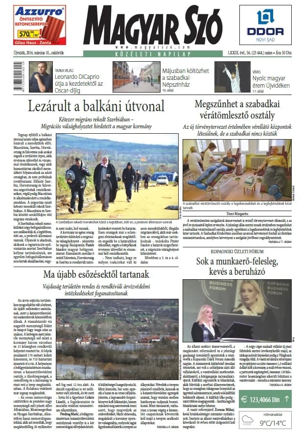 Magyar Szó, 73. évf. 2016. március 10. 56. sz. 1–20. oldal