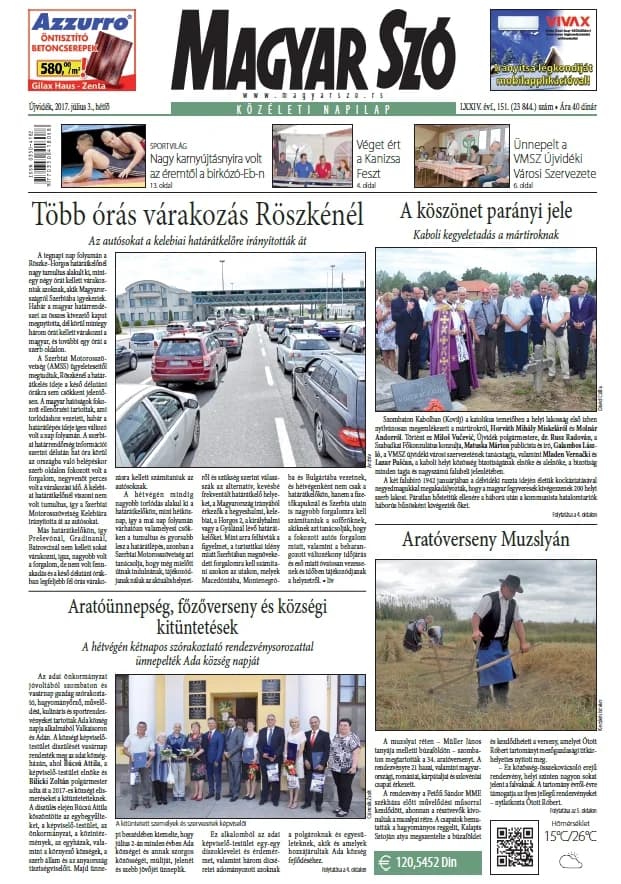 Magyar Szó, 74. évf. 2017. július 3. 151. sz. 1–20. oldal