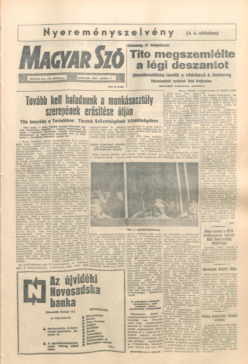 Magyar Szó, 28. évf. 1971. október 7. 276. sz. 1–12. oldal