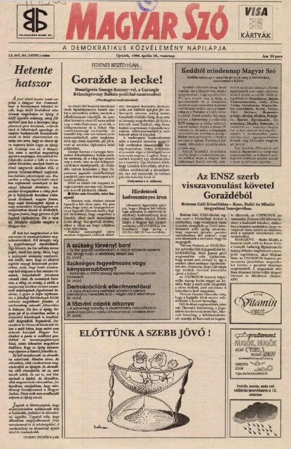 Magyar Szó, 51. évf. 1994. április 10. 64. sz. 1–24. oldal
