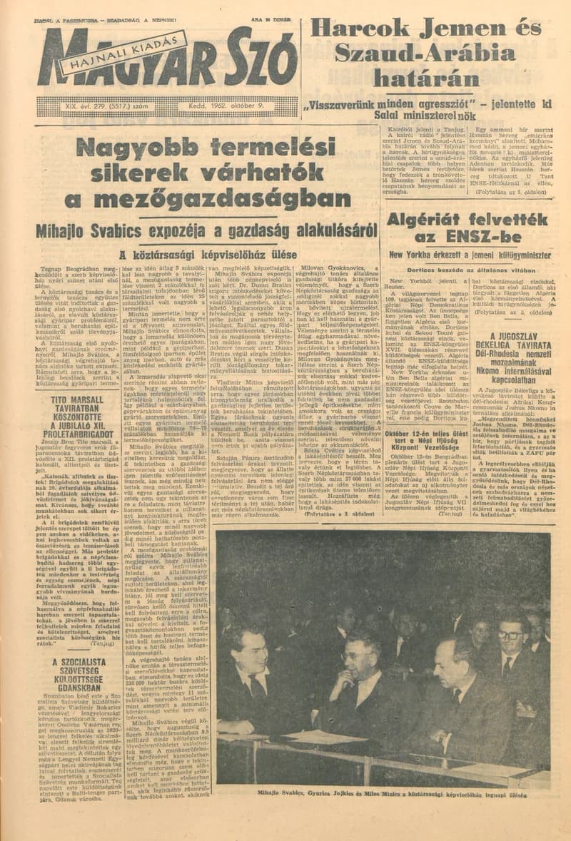 Magyar Szó, 19. évf. 1962. október 9. 279. sz. 1–16. oldal