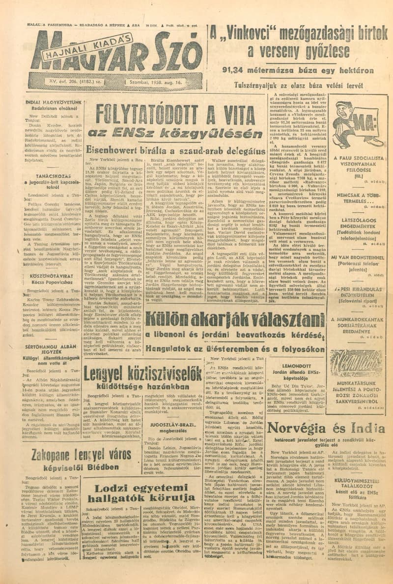 Magyar Szó, 15. évf. 1958. augusztus 16. 206. sz. 1–20. oldal