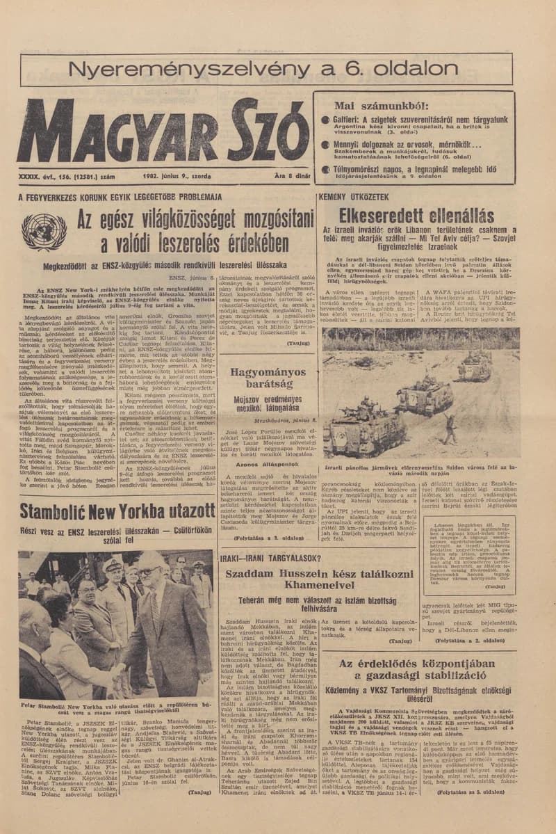 Magyar Szó, 39. évf. 1982. június 9. 156. sz. 1–24. oldal