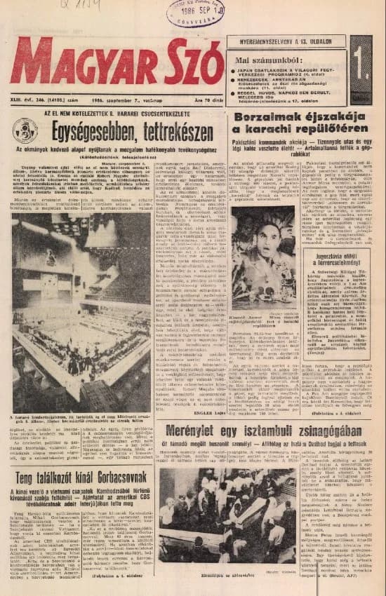 Magyar Szó, 43. évf. 1986. szeptember 7. 246. sz. 1–32. oldal
