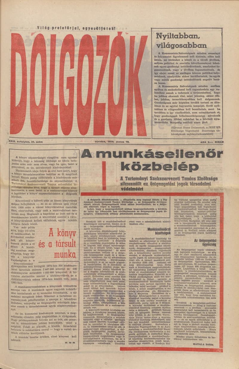 Dolgozók, 30. évf. 1976. június 18. 24. sz.