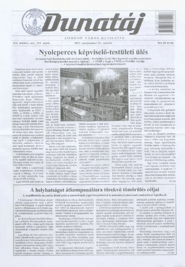 Dunatáj, 14. évf. 2012. szeptember 12. 701. sz.