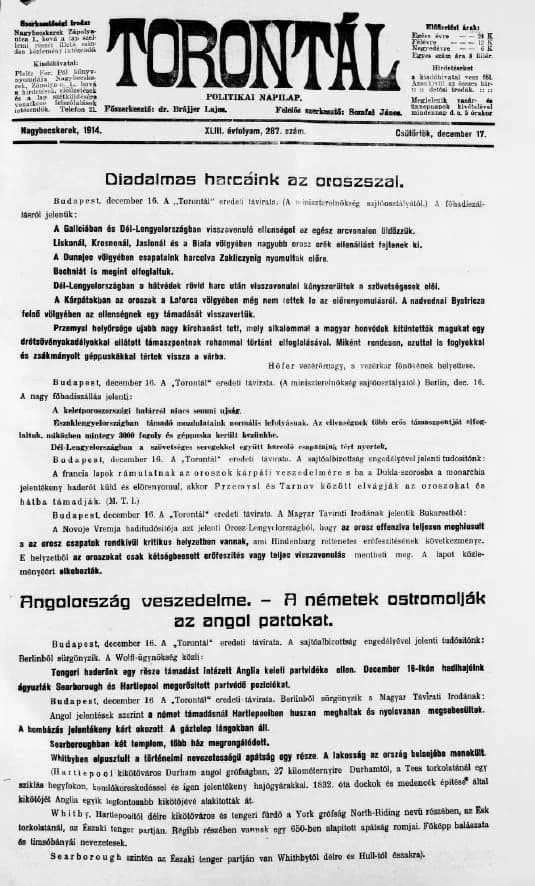 Torontál, 43. évf. 1914. december 17. 287. sz.