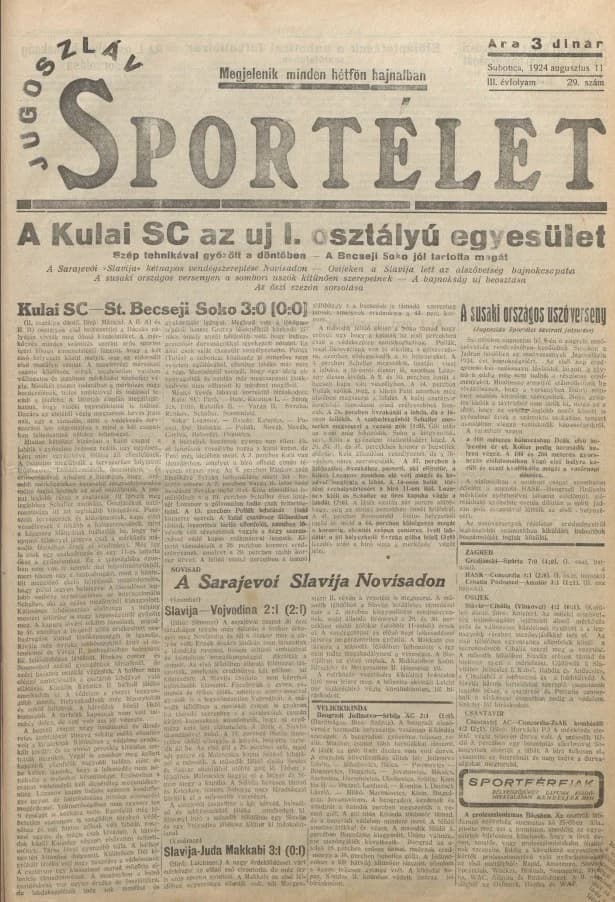 Jugoszláv sportélet, 3. évf. 1924. augusztus 11. 29. sz.