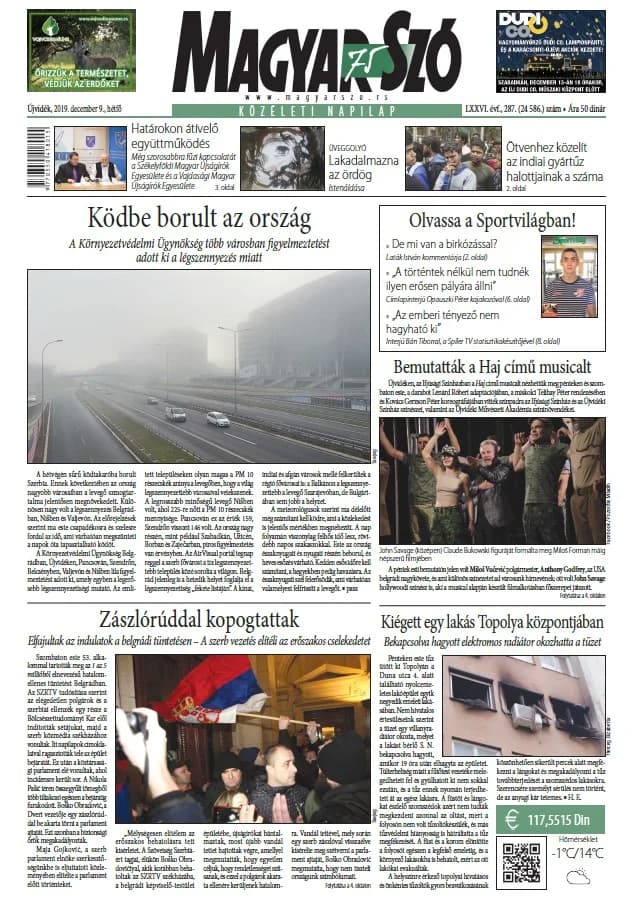 Magyar Szó, 76. évf. 2019. december 9. 287. sz. 1–12. oldal