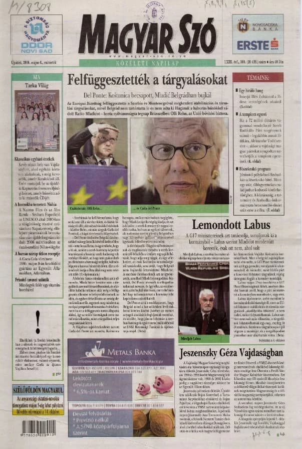 Magyar Szó, 63. évf. 2006. május 4. 100. sz. 1–20. oldal