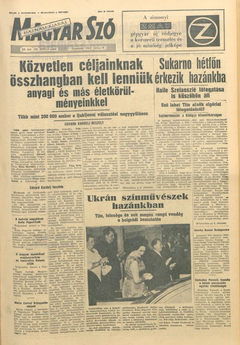 Magyar Szó, 20. évf. 1963. június 8. 155. sz. 1–14. oldal