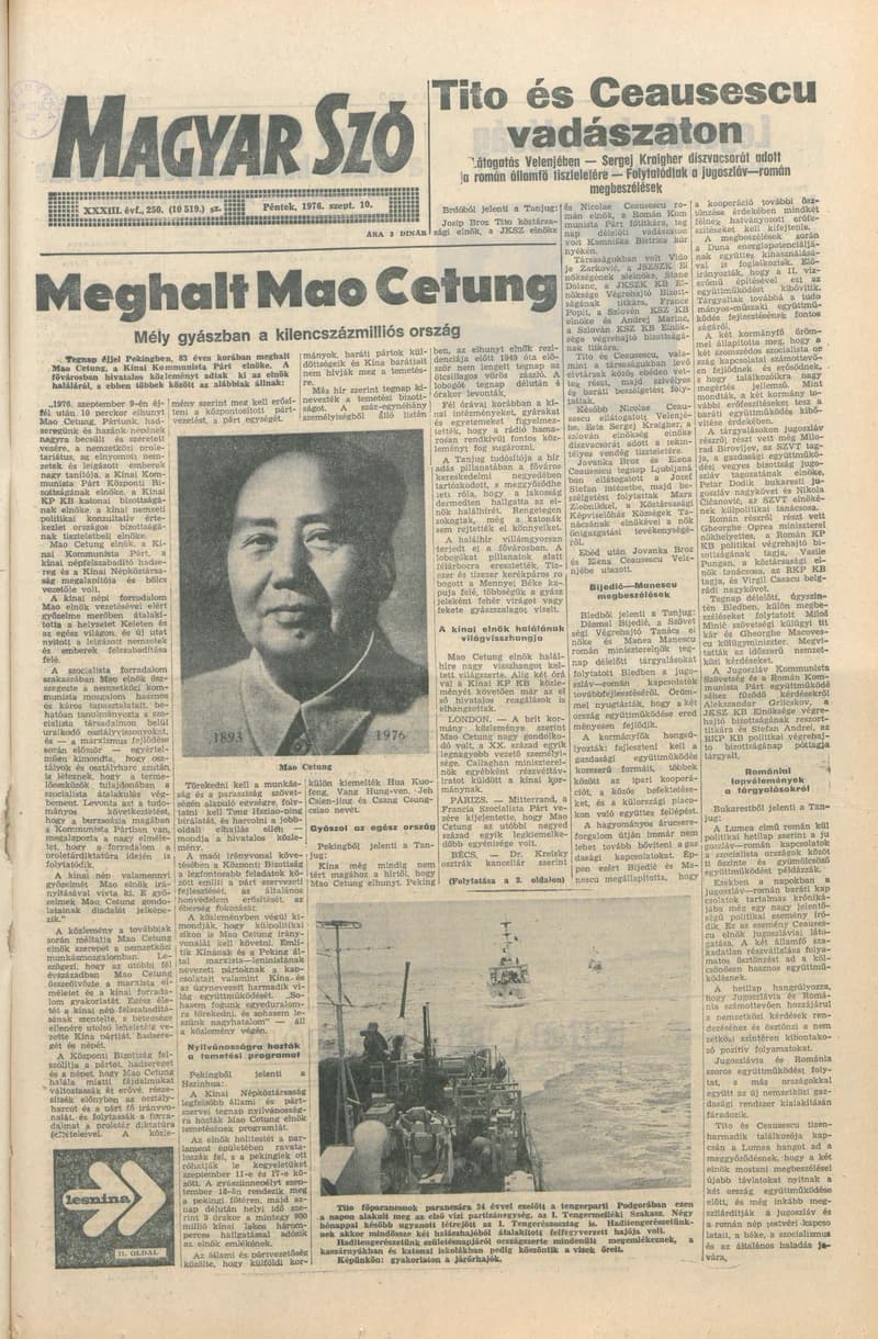 Magyar Szó, 33. évf. 1976. szeptember 10. 250. sz. 1–16. oldal