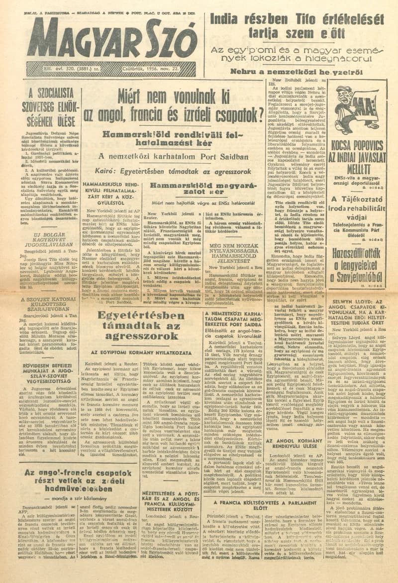 Magyar Szó, 13. évf. 1956. november 23. 321. sz. 1–8. oldal