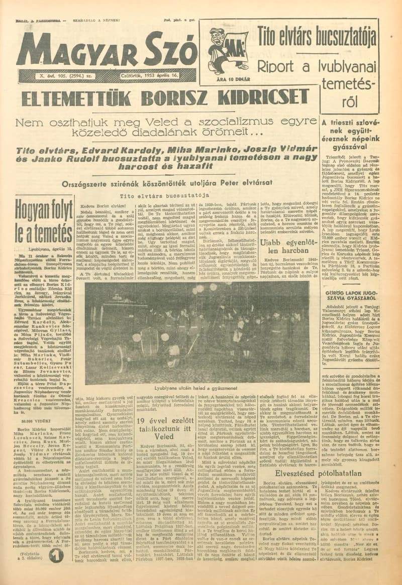 Magyar Szó, 10. évf. 1953. április 16. 105. sz. 1–10. oldal