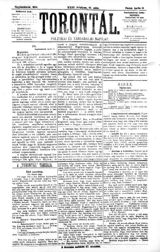 Torontál, 23. évf. 1894. április 13. 85. sz.
