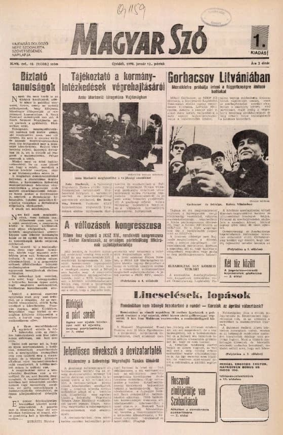Magyar Szó, 47. évf. 1990. január 12. 10. sz. 1–20. oldal