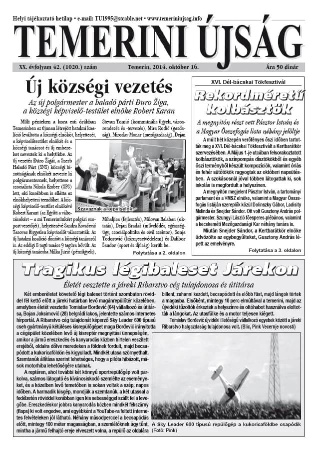 Temerini Újság, 20. évf. 2014. október 16. 42. sz.