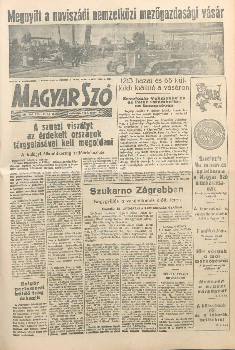 Magyar Szó, 13. évf. 1956. szeptember 16. 253. sz. 1–20. oldal